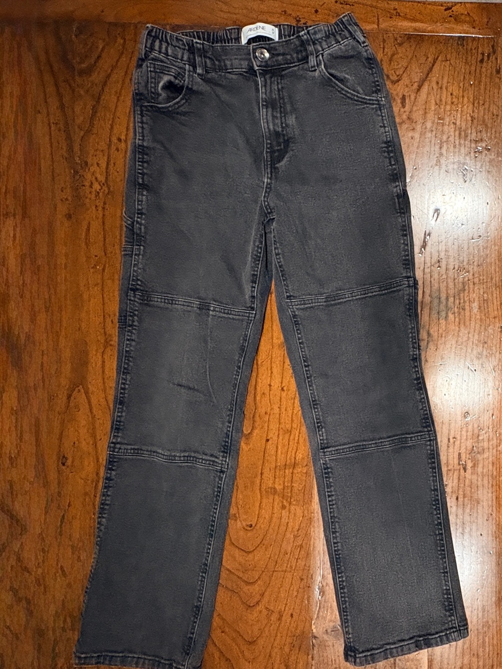 Double Knee Utility Straight Leg Jeans Faded Black Skate Carpenter Cargo Small